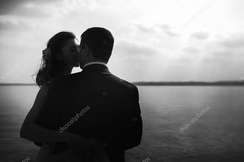 beautiful gentle happy couple kissing