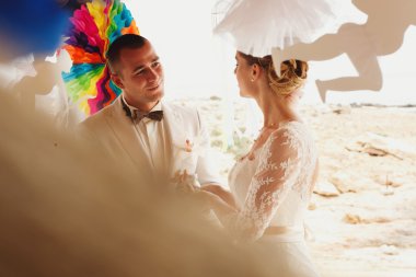 muhteşem sarışın gelin ve şık damat