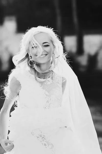 Dolcemente bionda sposa in pizzo — Foto Stock