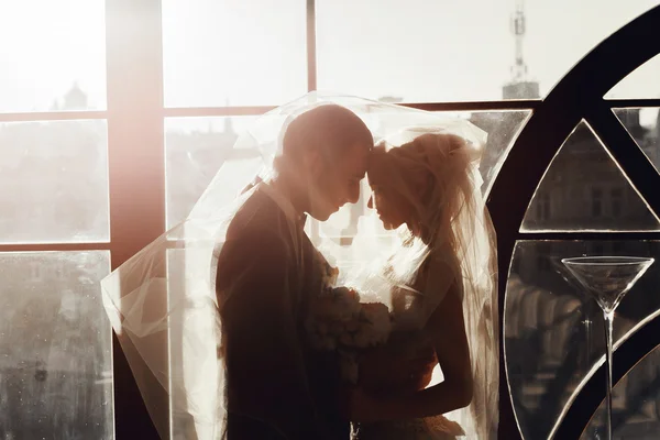 ブルネットの新郎と金髪の花嫁 — ストック写真