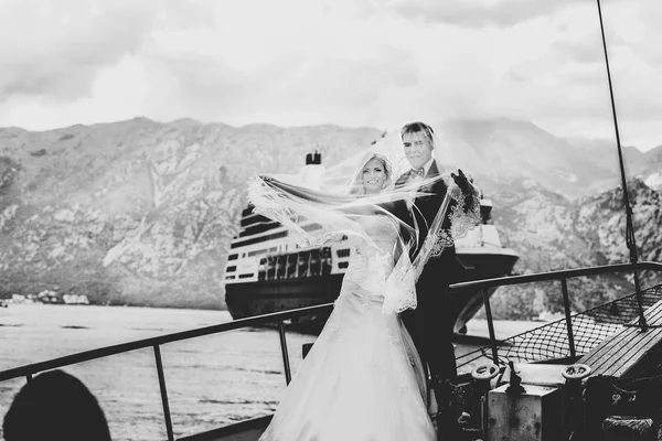 Stijlvolle jonge bruid en bruidegom — Stockfoto