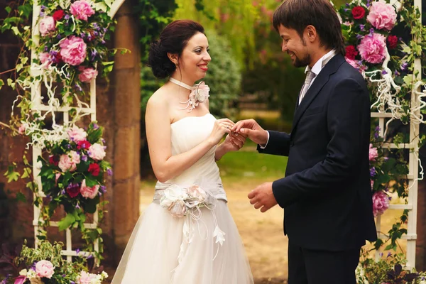 Novia y novio felices — Foto de Stock