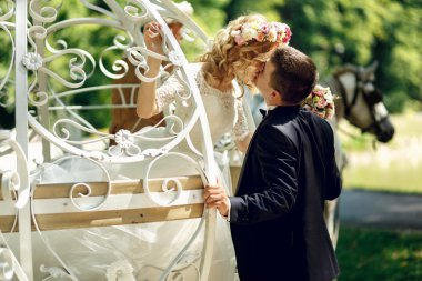 Romantic fairy-tale wedding couple clipart