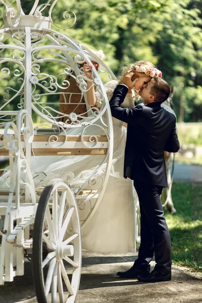 Romantische sprookjesachtige bruidspaar — Stockfoto