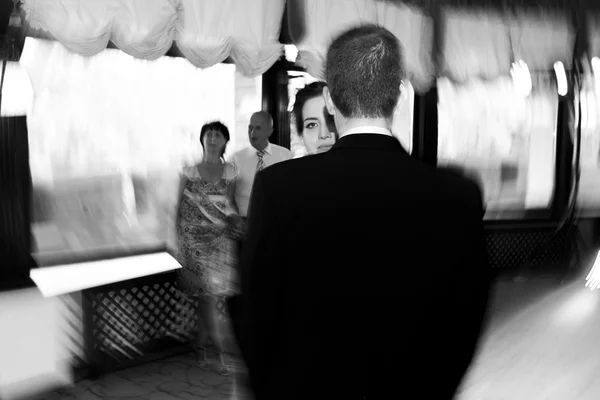 Happy couple handsome groom — Stock Photo, Image