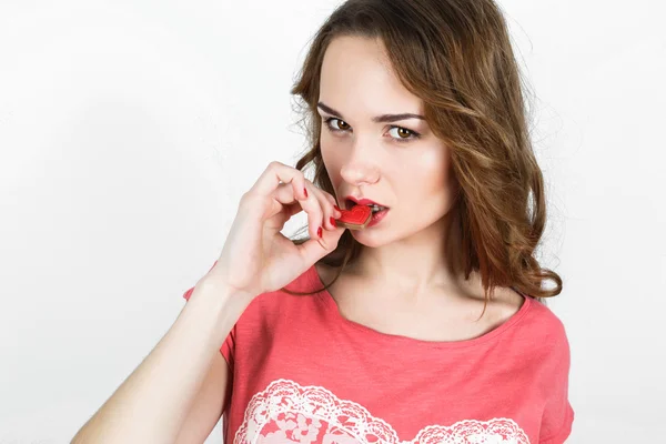 Çikolata portre yiyen kadın pinup kız Stok fotoğrafçılık ©Voyagerix