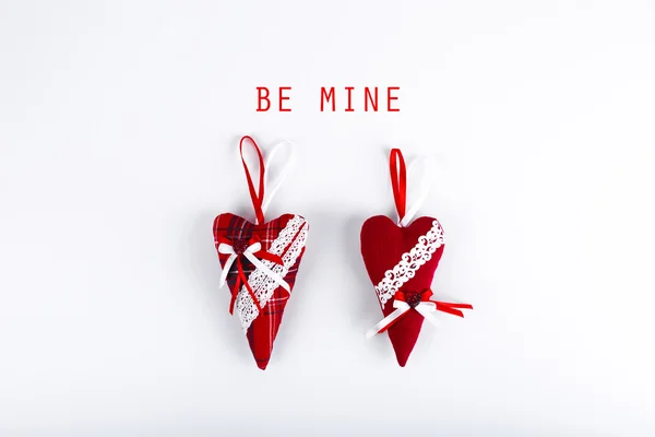Két piros Valentin szív — Stock Fotó