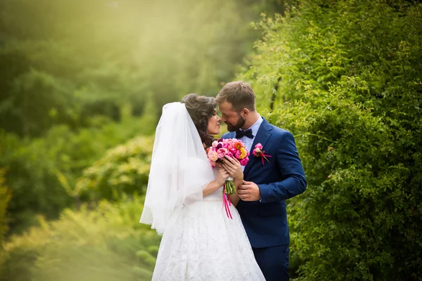 Romantický, krásný, šťastný novomanželský pár — Stock fotografie