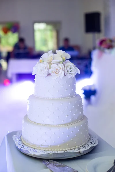 Lezzetli katmanlı beyaz düğün pastası — Stok fotoğraf