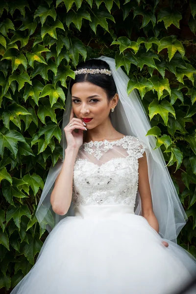 Sexy beautiful brunette bride — Stock Photo, Image