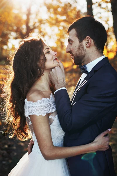 Newlywed couple hugging — Stock Photo, Image