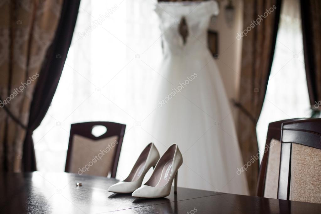 Elegant stylish white wedding objects