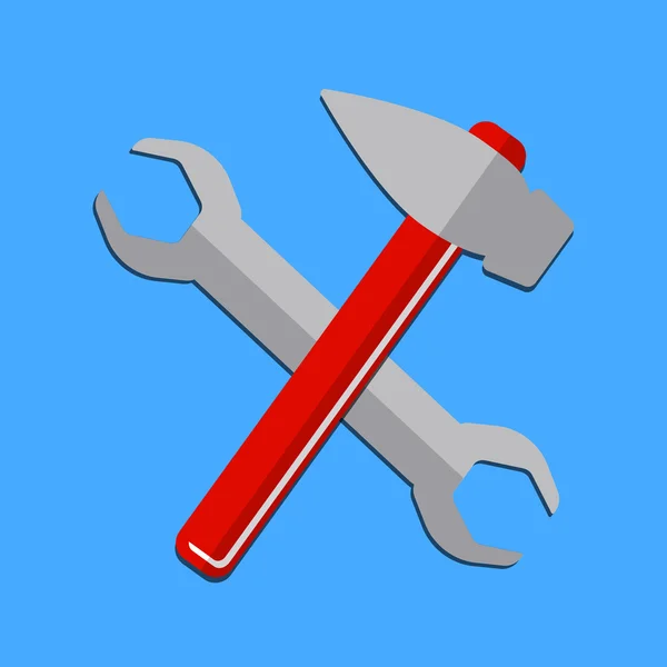 Service de rénovation de la maison, marteau et une clé — Image vectorielle