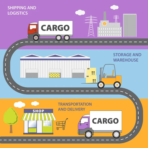 Ilustración de la infraestructura logística — Vector de stock