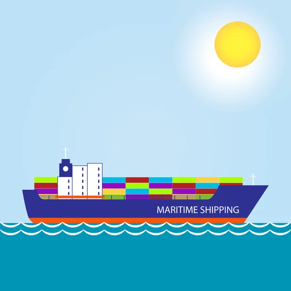 Maritieme scheepvaart, vrachtschip — Stockvector