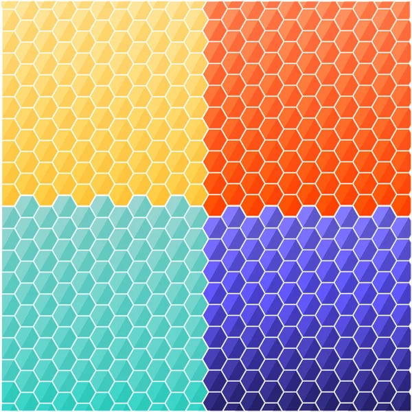Diseño de fondo geométrico abstracto forma de panales con elementos poligonales. Diseño de fondo con elementos poligonales amarillo, azul, azul oscuro, naranja . — Vector de stock
