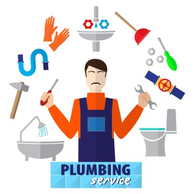 Logo ev tadilat hizmeti, logo sıhhi tesisat hizmeti, onarmak için tasarım afiş araçları ile sıhhi tesisat tamir araçları.