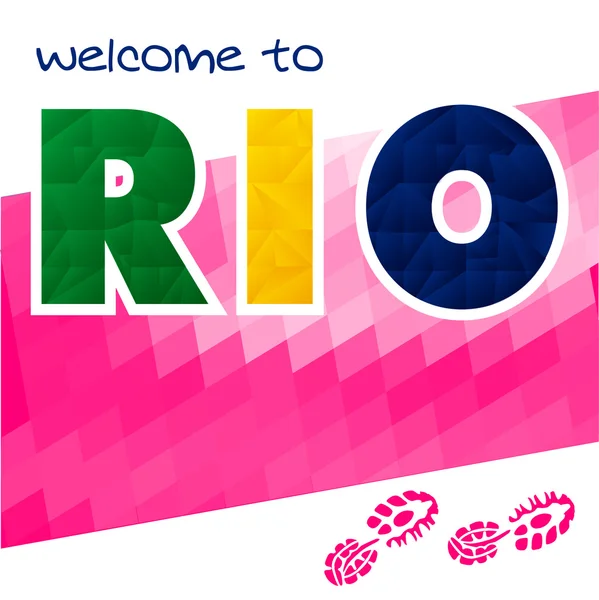Rio vecteur Brésil été. Bannière Rio de Janeiro avec fond polygonal coloré. Rio fond de jeux de sport - vecteur de stock. Bienvenue à Rio . — Image vectorielle
