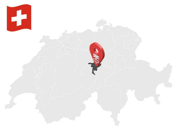 Ubicación Cantón Nidwalden Mapa Suiza Signo Ubicación Similar Bandera Nidwalden — Archivo Imágenes Vectoriales