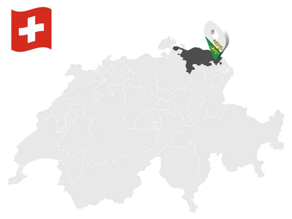 Localização Cantão Thurgau Mapa Suíça Sinal Localização Semelhante Bandeira Thurgau — Vetor de Stock