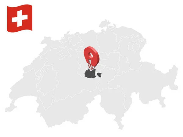 Localização Cantão Obwalden Mapa Suíça Sinal Localização Semelhante Bandeira Obwalden — Vetor de Stock