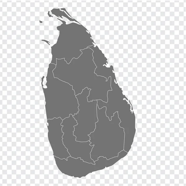 Mappa Vuota Dello Sri Lanka Dipartimenti Regioni Dello Sri Lanka — Vettoriale Stock