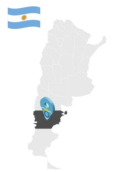 Chubut Tartomány Elhelyezkedése Térképen Argentína Helyzetjelző Hasonló Zászló Chubut Minőségi — Stock Vector