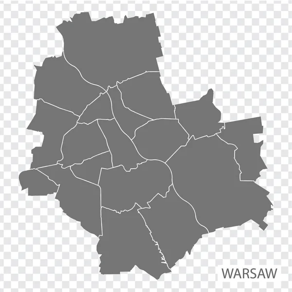 Varsó Kiváló Minőségű Térképe Egy Főváros Lengyelország Kerületek Határaival Varsó — Stock Vector