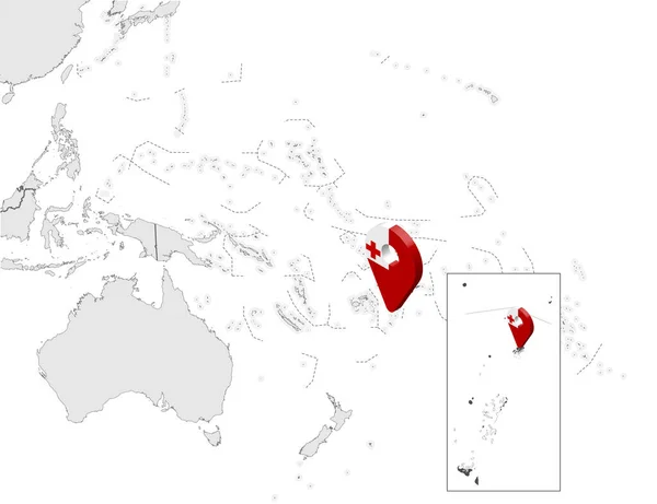 Ligging Kaart Van Tonga Kaart Oceanië Australië Tonga Vlag Marker — Stockvector