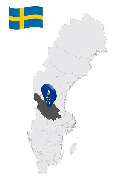 Ubicación Dalarna County Mapa Suecia Firma Ubicación Similar Bandera Dalarna — Vector de stock