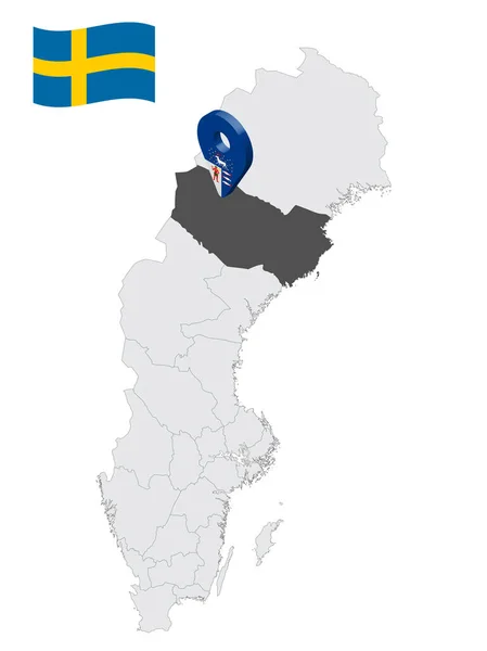 Ubicación Vaterbotten County Mapa Suecia Firma Ubicación Similar Bandera Vaterbotten — Vector de stock