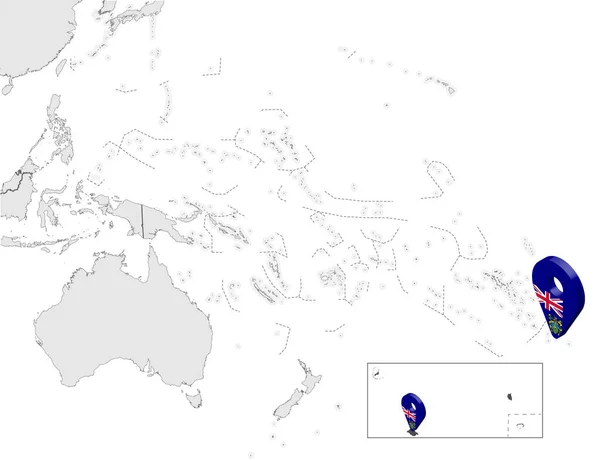 Lageplan Der Pitcairn Inseln Auf Der Landkarte Ozeanien Und Australien — Stockvektor