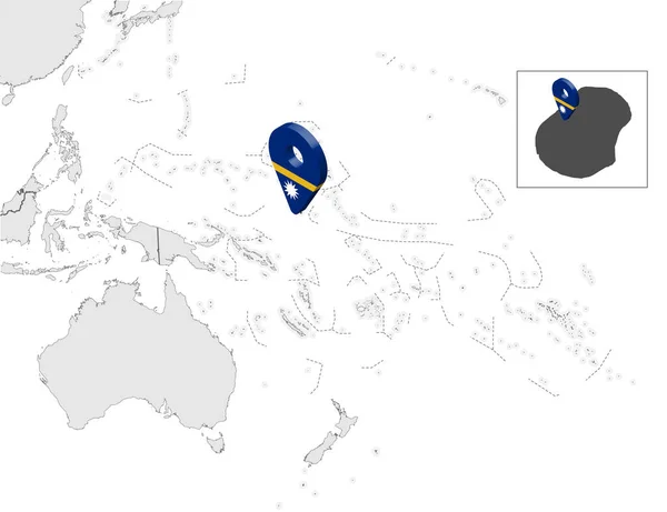 Mapa Nauru Mapa Oceanía Australia Nauru Bandera Mapa Marcador Ubicación — Vector de stock