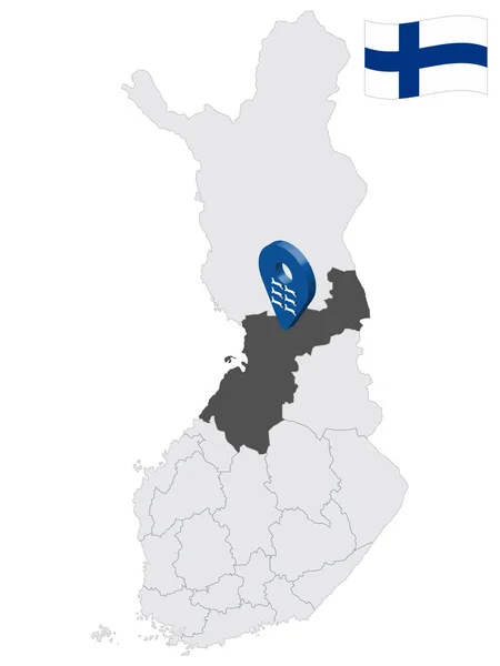 Ubicación Región Ostrobothnia Del Norte Mapa Finlandia Signo Ubicación Similar — Vector de stock