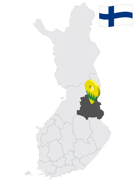 Localización Kainuu Region Mapa Finlandia Signo Ubicación Similar Bandera Kainuu — Vector de stock