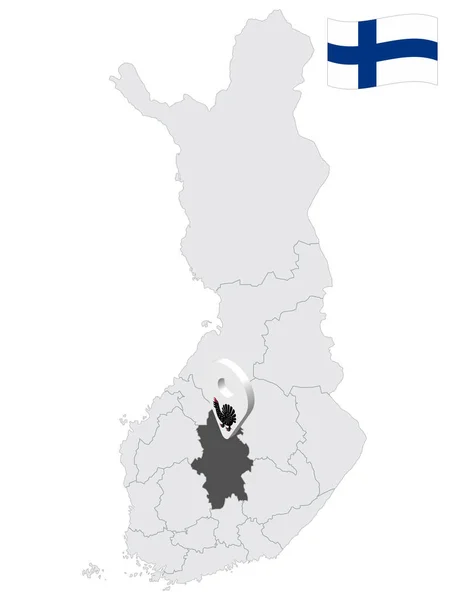 Situación Finlandia Central Región Mapa Finlandia Signo Ubicación Similar Bandera — Vector de stock