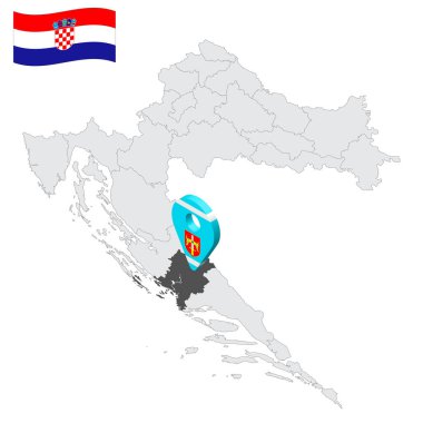 Hırvatistan haritasında Sibenik-Knin ilçesinin konumu. Sibenik-Knin ilçesinin bayrağına benzer 3 boyutlu işaret. Tasarımınız için Hırvatistan 'ın bölgeleriyle kaliteli bir harita. EPS10.