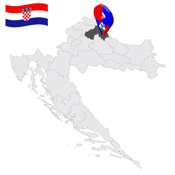 Location Koprivnica Krizevci County Map Croatia Location Sign Similar Flag — Stock Vector