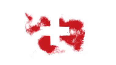 Ulusal İsviçre bayrağı, fırça ve stop motion efekti. Beyaz arka planda İsviçre bayrağının görünümü.