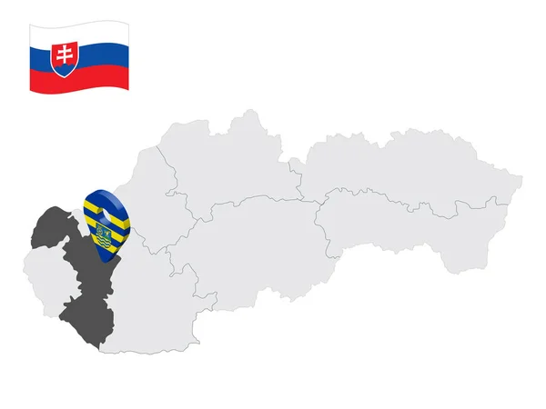 Situation Trnava Région Sur Carte Slovaquie Panneau Emplacement Similaire Drapeau — Image vectorielle