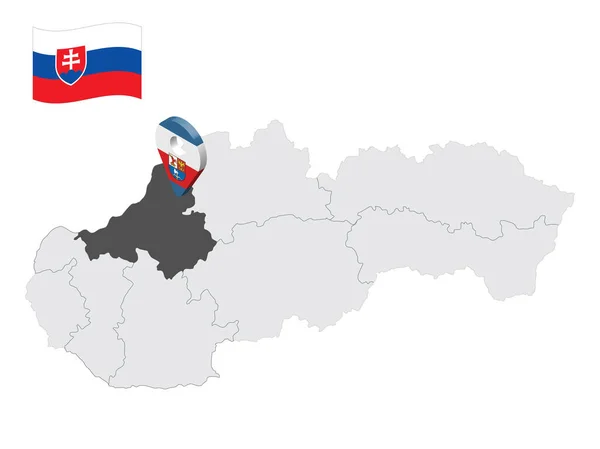 Ubicación Trencin Region Mapa Eslovaquia Signo Ubicación Similar Bandera Trencin — Archivo Imágenes Vectoriales