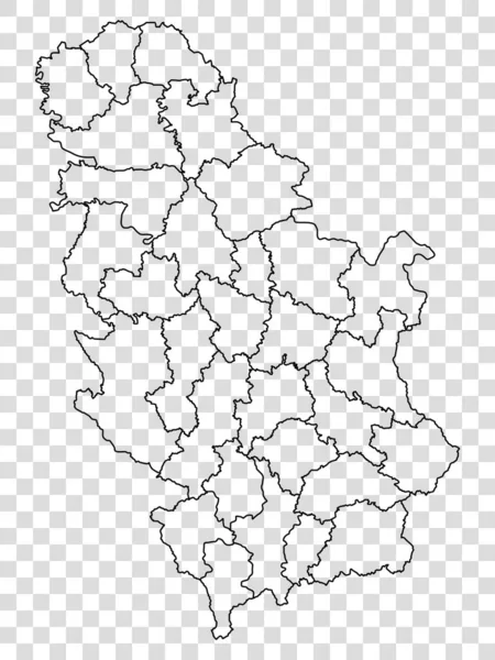 Tomma Kartan Över Serbien Distrikt Republiken Serbien Karta Hög Detaljerad — Stock vektor