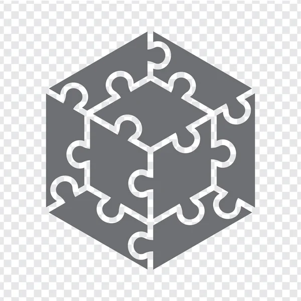Egyszerű Ikon Hatszög Puzzle Szürke Egyszerű Ikon Puzzle Kilenc Elem — Stock Vector