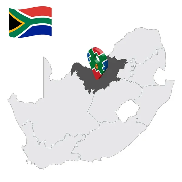 Poloha Severozápadní Provincie Mapě Jihoafrická Republika Značka Lokality Podobná Vlajce — Stockový vektor