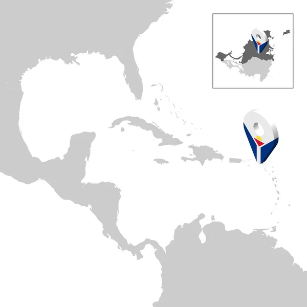 Orta Amerika Haritasında Aziz Martin Konum Haritası Saint Martin Bayrak — Stok Vektör