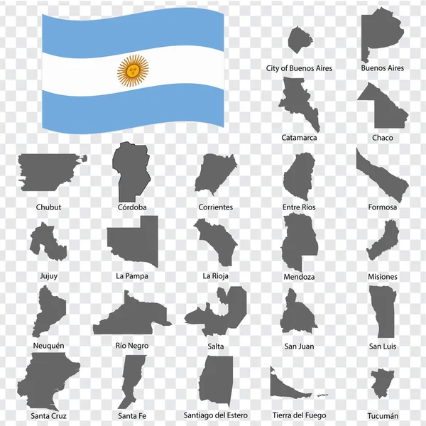 Vinte Quatro Províncias Mapas Argentina Ordem Alfabética Com Nome Cada —  Vetores de Stock