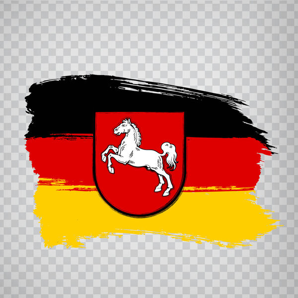 Flag of Lower Saxony brush strokes. Flag of Lower Saxony on transparent background for your web site design,  app, UI.  Germany. EPS10.