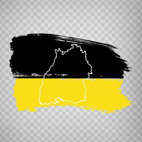 Bandera Baden Wurttemberg Pinceladas Mapa Blanco Baden Wurttemberg Alemania Mapa — Vector de stock