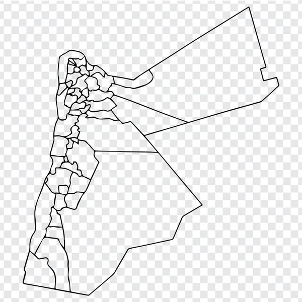 Carte Vierge Jordanie Quartiers Jordanie Carte Carte Vectorielle Détaillée Hashemite — Image vectorielle