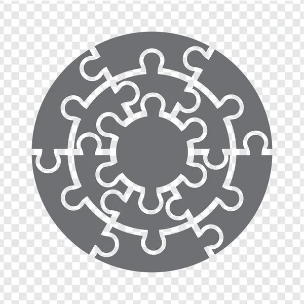 Puzzle Simple Cercle Icônes Gris Puzzle Icône Simple Des Douze — Image vectorielle
